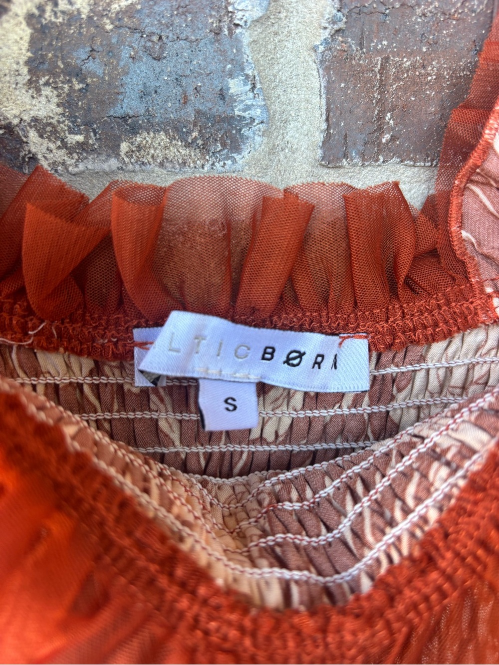 Gorgeous Baltic Born Terracotta Floral Midi Dress Smocked Ruffle Tiered Boho - Picture 10 of 11